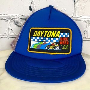 Daytona Bike Week 1983 Vintage Motorcycle Racing SnapBack Mesh Trucker Hat Sz OS
